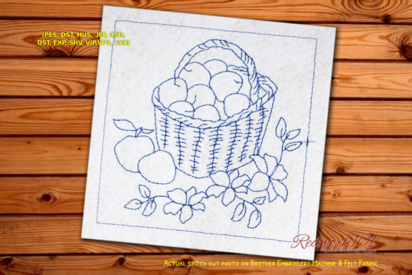 Review: Fruits in Woven Basket Redwork for Etsy Shops